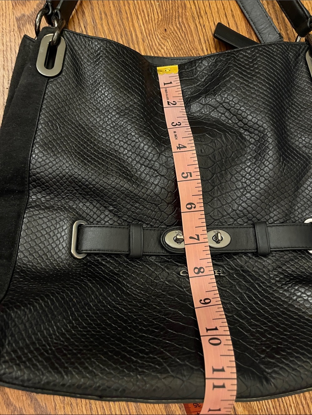 COACH BLAKE SHOULDER BAG IN EMBOSSED LEATHER F36234 ANTIQUE NICKEL/BLACK - Picture 12 of 12